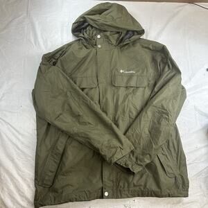 Columbia Rain JACKET Men XL Olive Omni Tech Watertight Hooded